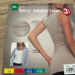 Felina Ribbed Tank 3-Pack in White, Tan, and Black